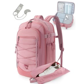 Mochila BAGSMART Carry On Travel 30L resistente à água rosa