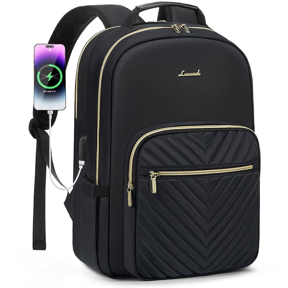 Mochila para laptop LOVEVOOK para mulheres 15,6" impermeável preta