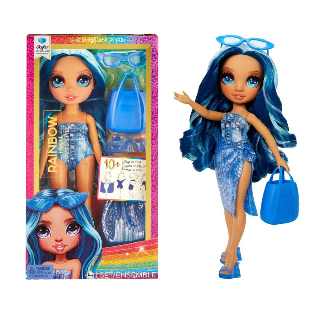 Boneca de moda Rainbow High Swim & Style Skyler Blue 11