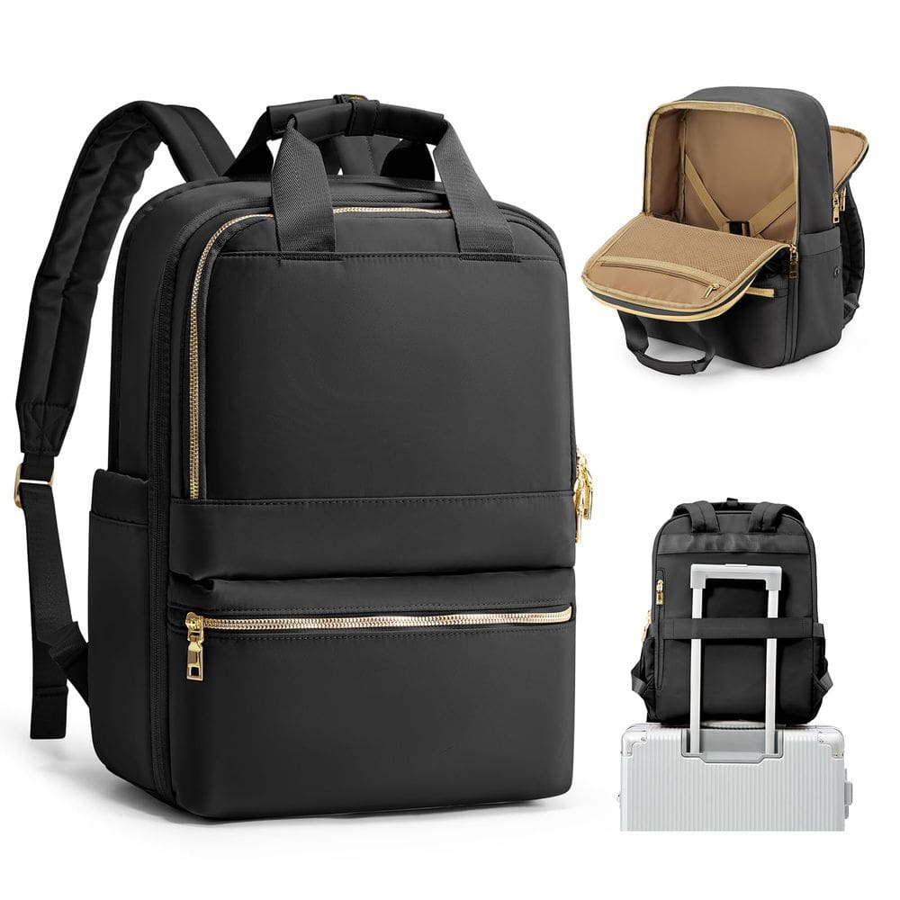 Mochila de viagem wepadre preta para mulheres à prova d`água 15,6”