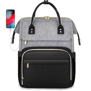 Mochila para laptop LOVEVOOK Fashion para mulheres 15,6" cinza preta