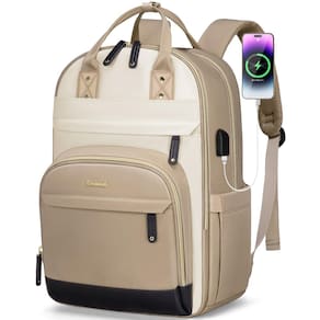 Mochila para laptop LOVEVOOK para mulheres de 15,6 polegadas cáqui-bege