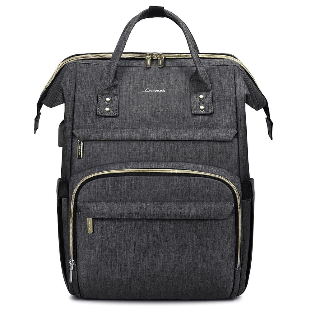 Mochila para laptop LOVEVOOK para mulheres de 15,6” impermeável cinza escuro