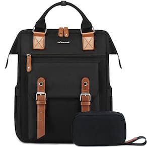 Mochila para laptop LOVEVOOK para mulheres, viagens de trabalho, 15,6", preta-marrom
