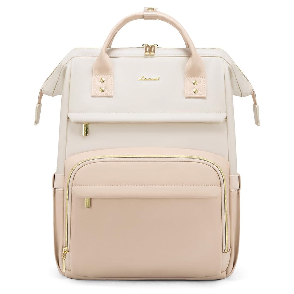 Mochila de couro LOVEVOOK para mulheres com compartimento para laptop de 15,6”