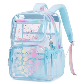 Mochila transparente MOONBABY Lovely para meninas em idade escolar azul