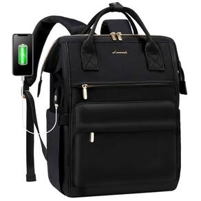 Mochila para laptop LOVEVOOK para mulheres de 17 polegadas para trabalho e viagem preta