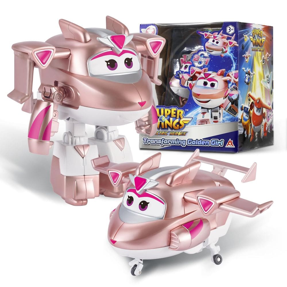 Brinquedos transformáveis Super Wings Golden Girl Airplane de 5 polegadas