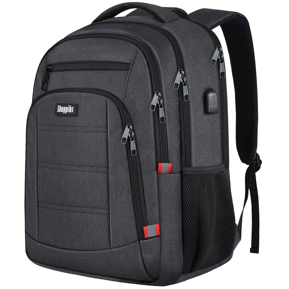 Mochila para laptop Skaypibs para homens de 15,6 polegadas com porta USB preta