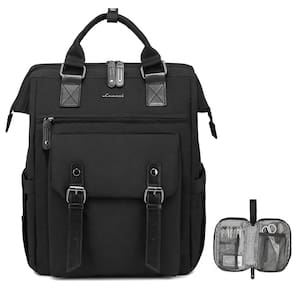 Mochila para laptop LOVEVOOK para mulheres de 15,6" com porta USB preta
