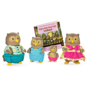 Conjunto de brinquedos Li`l Woodzeez Owl Family Whooswhoo Owls com livro de histórias