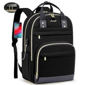 Mochila para laptop LOVEVOOK para mulheres/homens de 15,6 polegadas preto-cinza