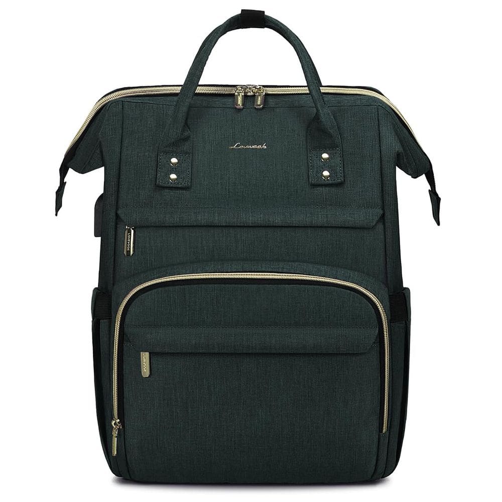 Mochila para laptop LOVEVOOK para mulheres de 15,6" impermeável verde escuro