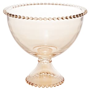 Bowl Saladeira de Cristal C/Pé Pearl Bolinha Âmbar 21x19cm Wolff