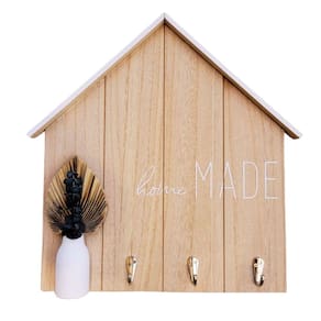 Gancho Decorativo Porta Chaves Rústico Madeira Vaso 3D 35cm x 30cm - Tuut