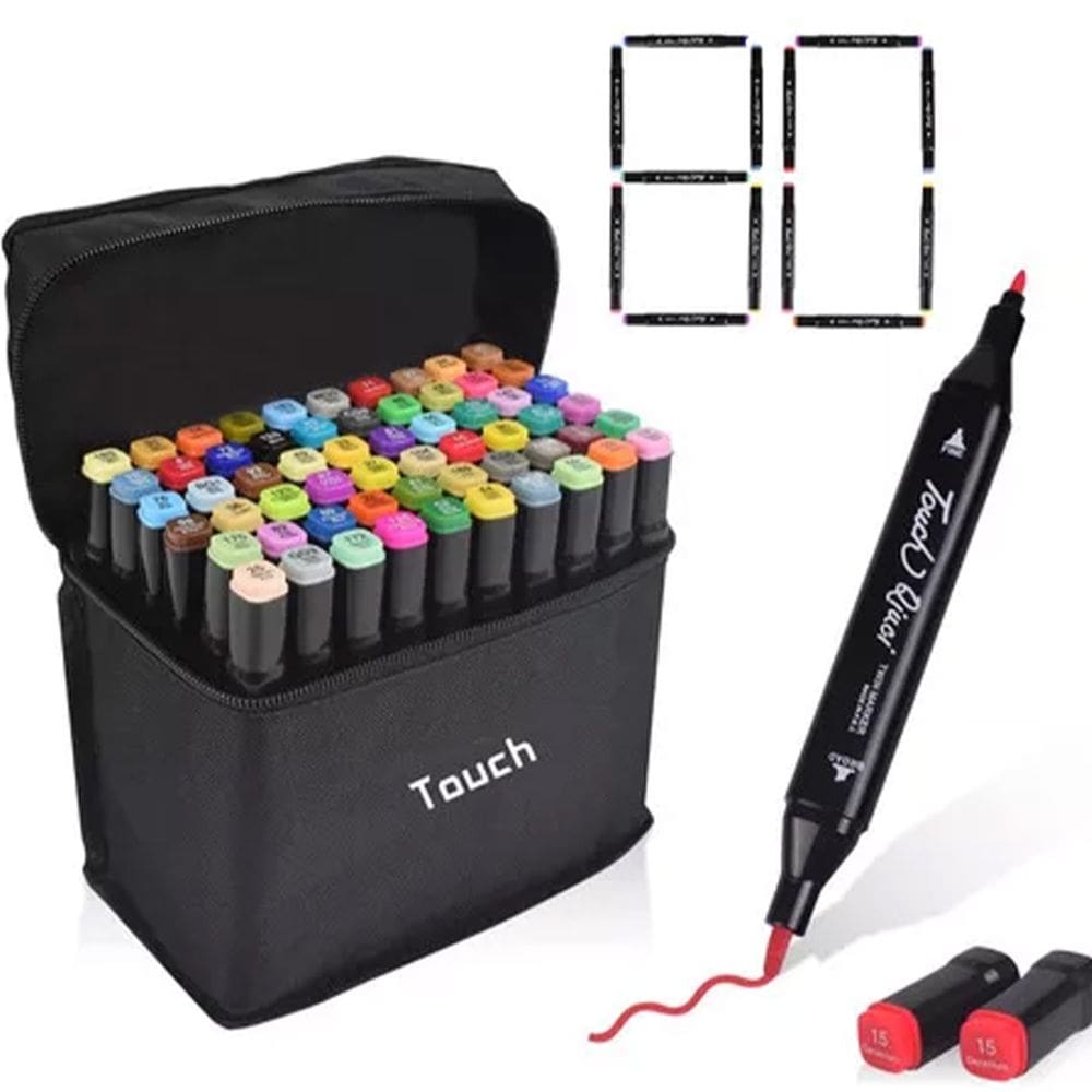Caneta Permanente Duas Pontas 80 Cores Esotjo Canetinhas Com Bolsa Cores Vibrantes Profissional