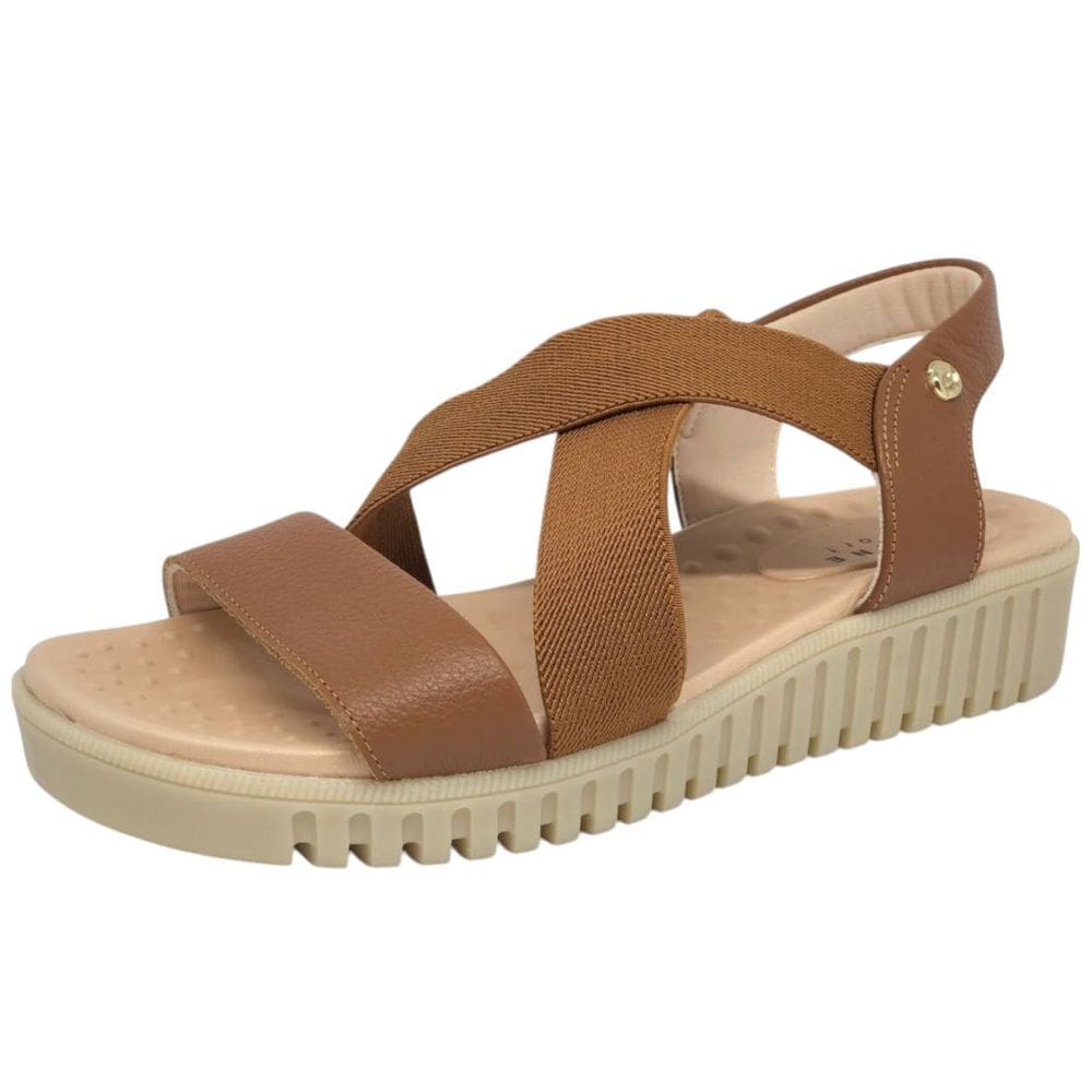 Sandália Feminina Anabela Flexível Conforto Casual Lia Line