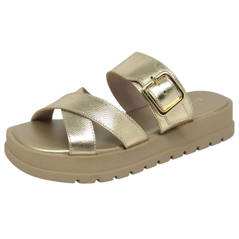 Chinelo Feminino Flatform Metalizada Conforto Lia Line