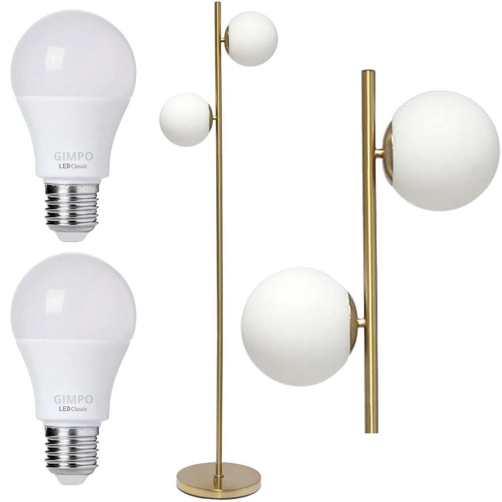Luminária Piso Chão 162Cm Jabuticaba 2 Globos Dourada