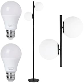 Luminária Piso Chão 162Cm Jabuticaba 2 Globos Kjtd-710-Gold