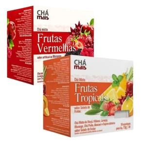 Chá de Frutas Vermelhas e Frutas Tropicais Cx 10 sachês Kit com  2
