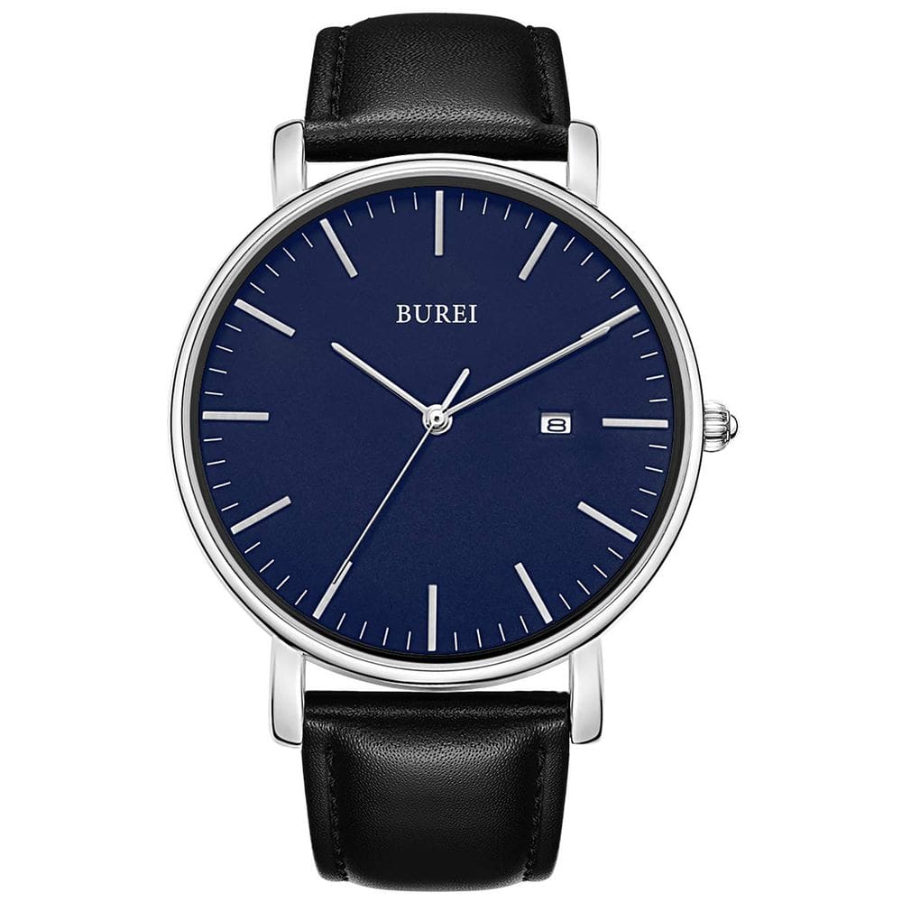 Relógio BUREI Fashion Minimalist à prova d`água para homens com couro