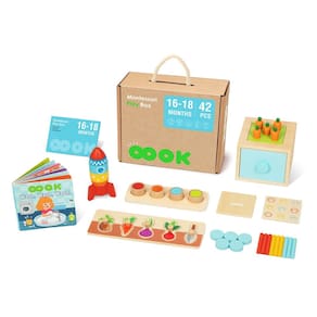 Conjunto 6 em 1 de brinquedos educativos Montessori OOOK de 1 ano