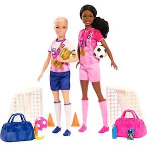Playset Barbie Careers Soccer Player com 2 bonecas e 15 Acc