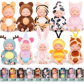 Mini bonecas Hanaive, 10 peças realistas, realistas, de 11 cm com roupas