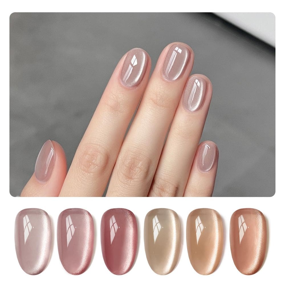 Conjunto de esmaltes GAOY Jelly Pink Silver Cat Eye com ímã