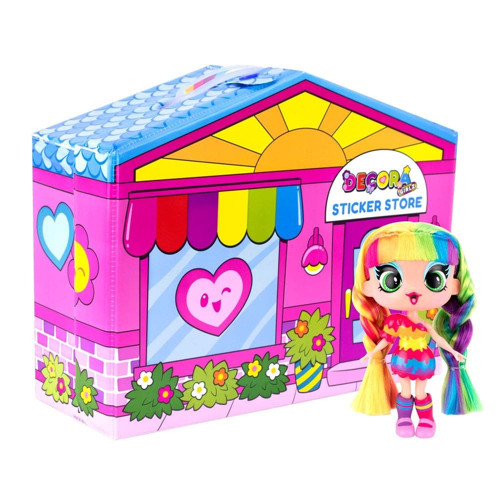 Loja de adesivos Playset Decora Girlz com 5 bonecas +3 anos