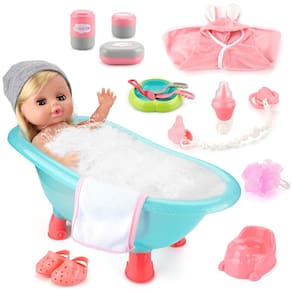 Conjunto de banho Baby Doll SUKIPIN com banheira para meninas de 3 a 5 anos