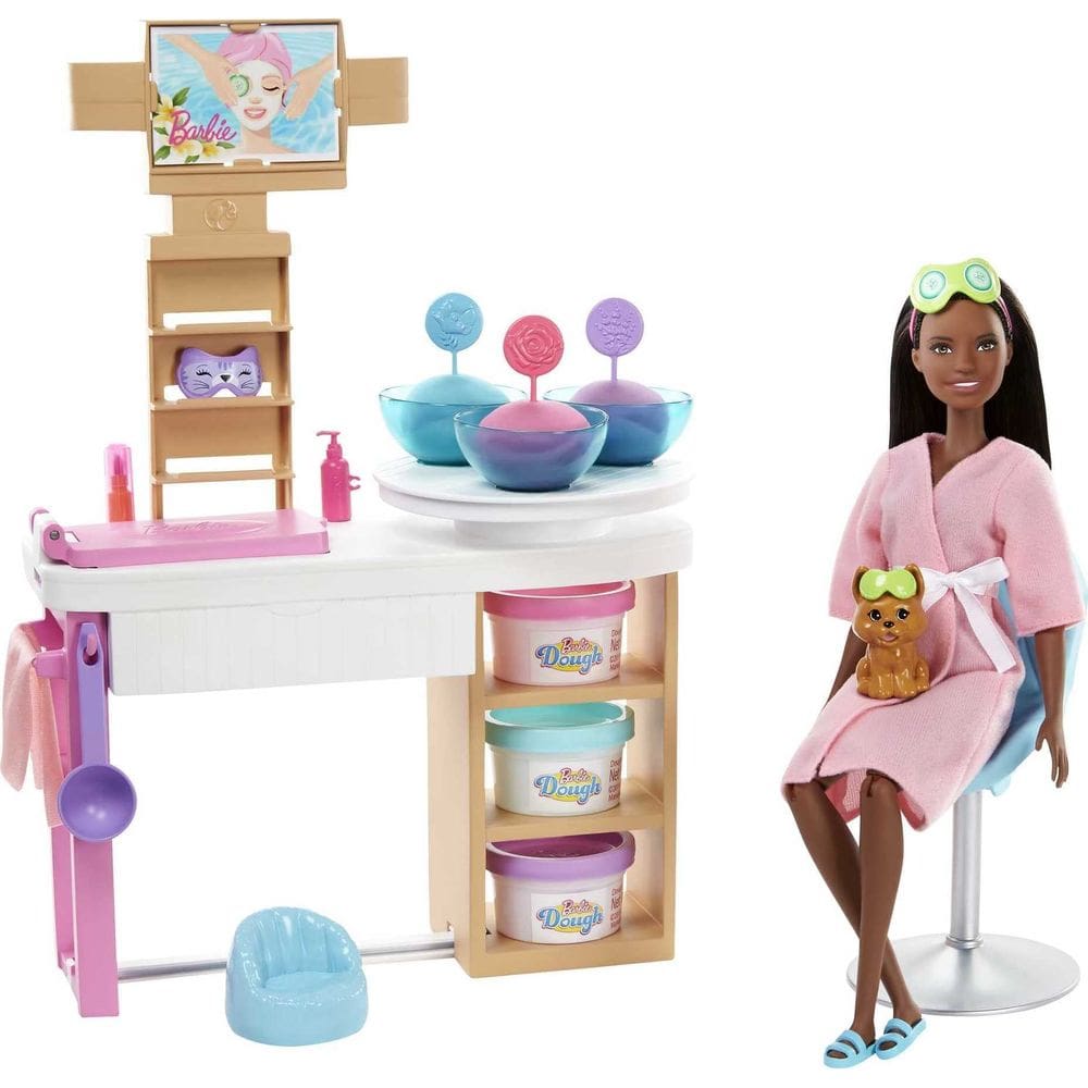 Playset Barbie Face Mask Spa Day com boneca Barbie morena