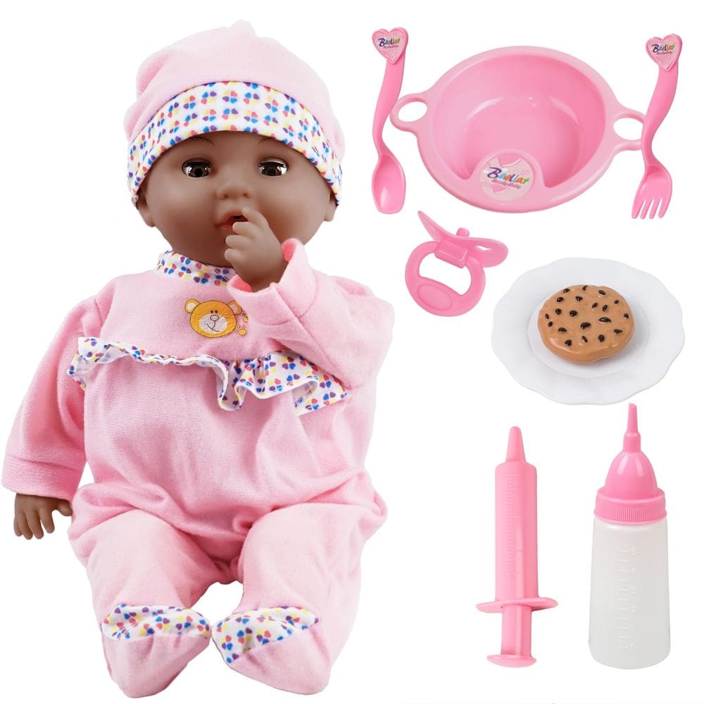 Brinquedo interativo para bonecas Choi`s Pink de 40 cm com sons e acessos.