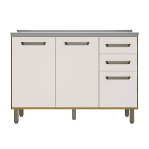 Balcão Criare 120cm com Tampo 3 Portas 2 Gavetas Poliman
