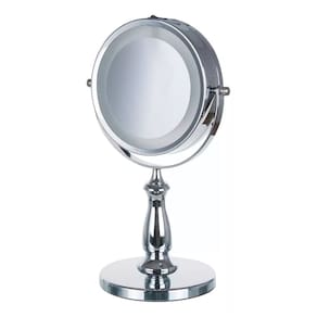 Espelho de Mesa Com Led a Pilha Camarim Penteadeira Dupla Face Zoom 5x Para Maquiagem