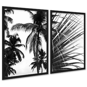 Kit 2 Quadros Coqueiro Planta Preto E Branco 24X18Cm