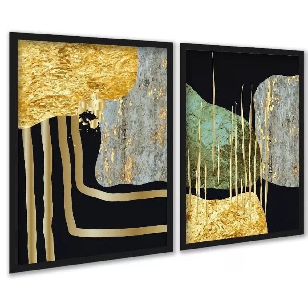 Kit 2 Quadros Modernos Abstratos Contemporâneos 24X18Cm