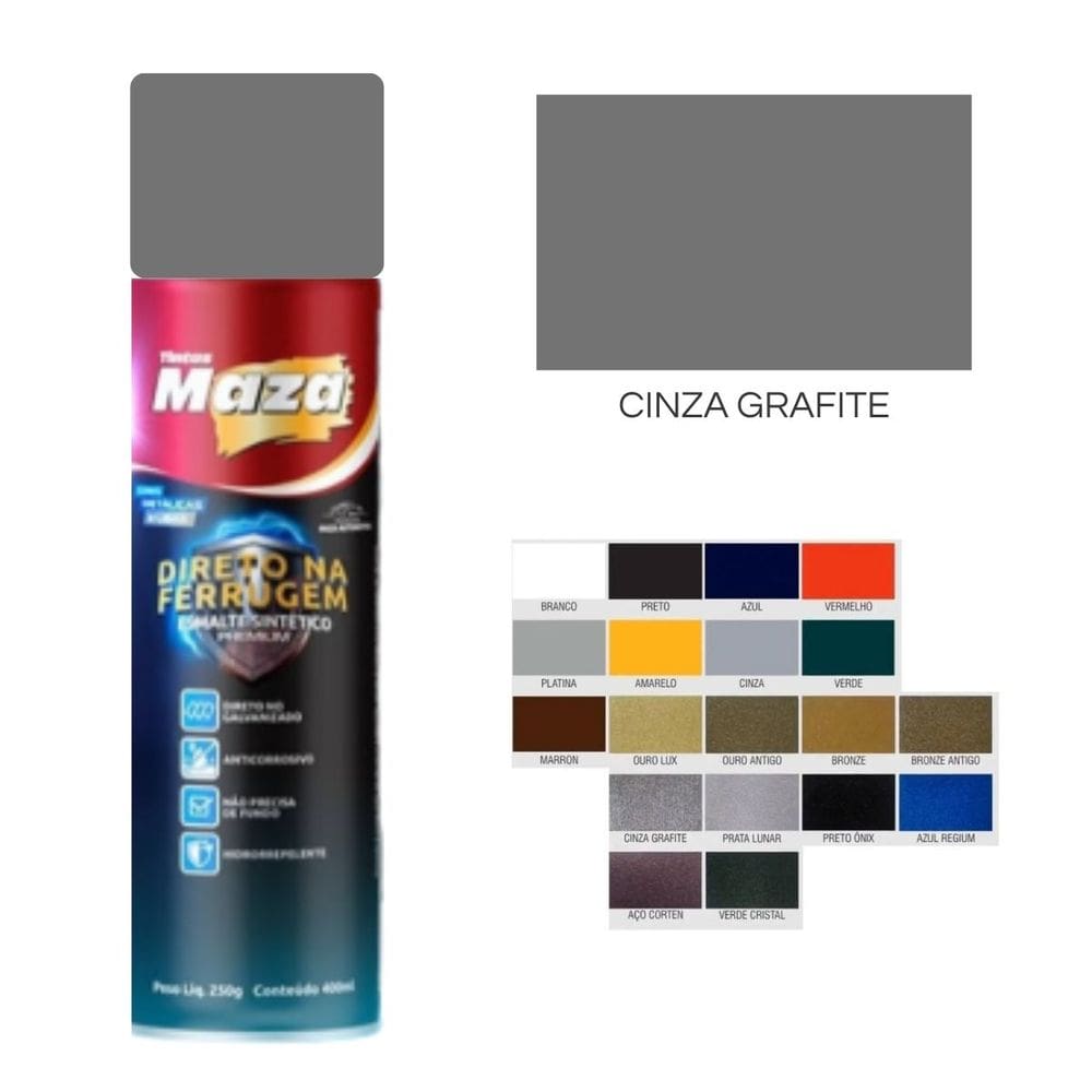 Spray Esmalte Direto Na Ferrugem Cinza Grafite 250G 31525