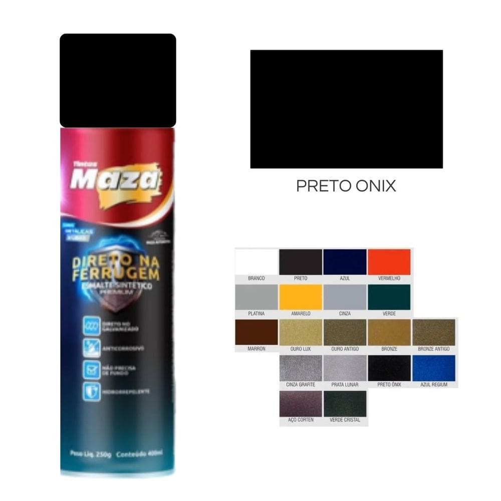 Spray Esmalte Direto Na Ferrugem Preto Onix 250G 31529
