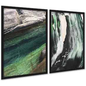 Kit 2 Quadros Abstratos Verde - Efeito Pintura 45X34Cm Vidro