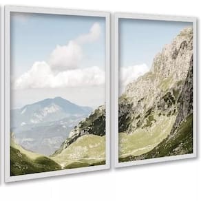 Kit 2 Quadros Decorativos Montanhas 45X34Cm - Com Vidro
