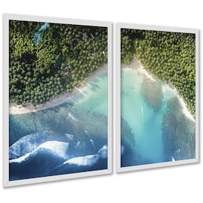 Kit 2 Quadros Decorativos Praia Floresta 24X18Cm - Com Vidro