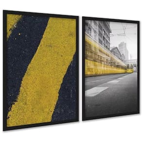 Kit 2 Quadros Decorativos Urbanos Amarelo Preto 45X34Cm