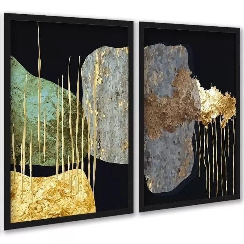Kit 2 Quadros Decorativos Abstratos Contemporâneos 24X18Cm