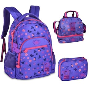 Kit Mochila De Costas Juvenil Stitch Disney Clio Roxo