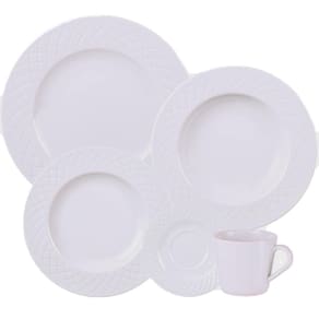 Aparelho de Jantar Tramontina Ingrid 20 Peças Porcelana Decorada Branco