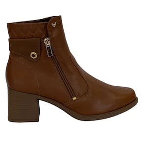 Bota Mississipi ME491 Feminino Marrom salto bloco bico redondo