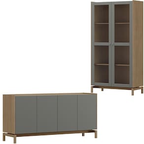 Cristaleira 2P Vidro Balcao Buffet 4P 1G Oak Ferrolack Milani Store