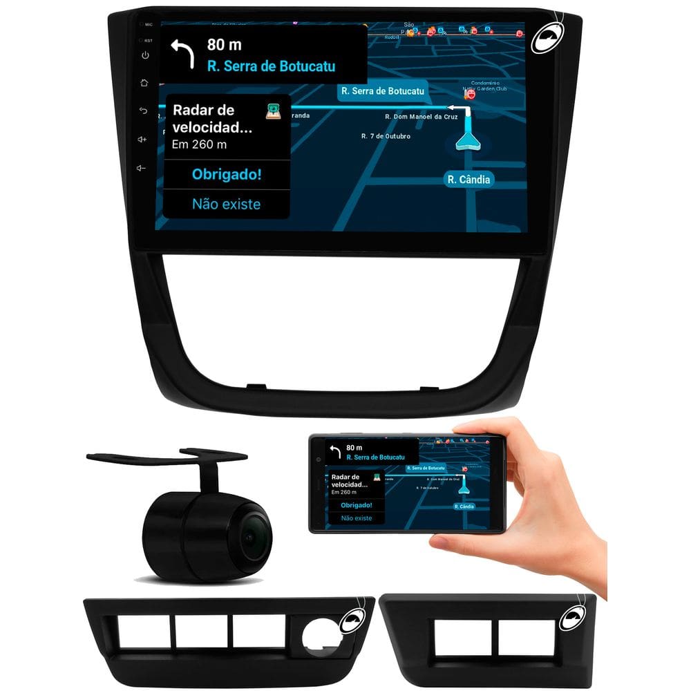 Multimídia 9" Polegadas Vw Gol Saveiro Voyage G5 Espelhamento USB Bluetooth + Moldura Painel + Câmera de Ré